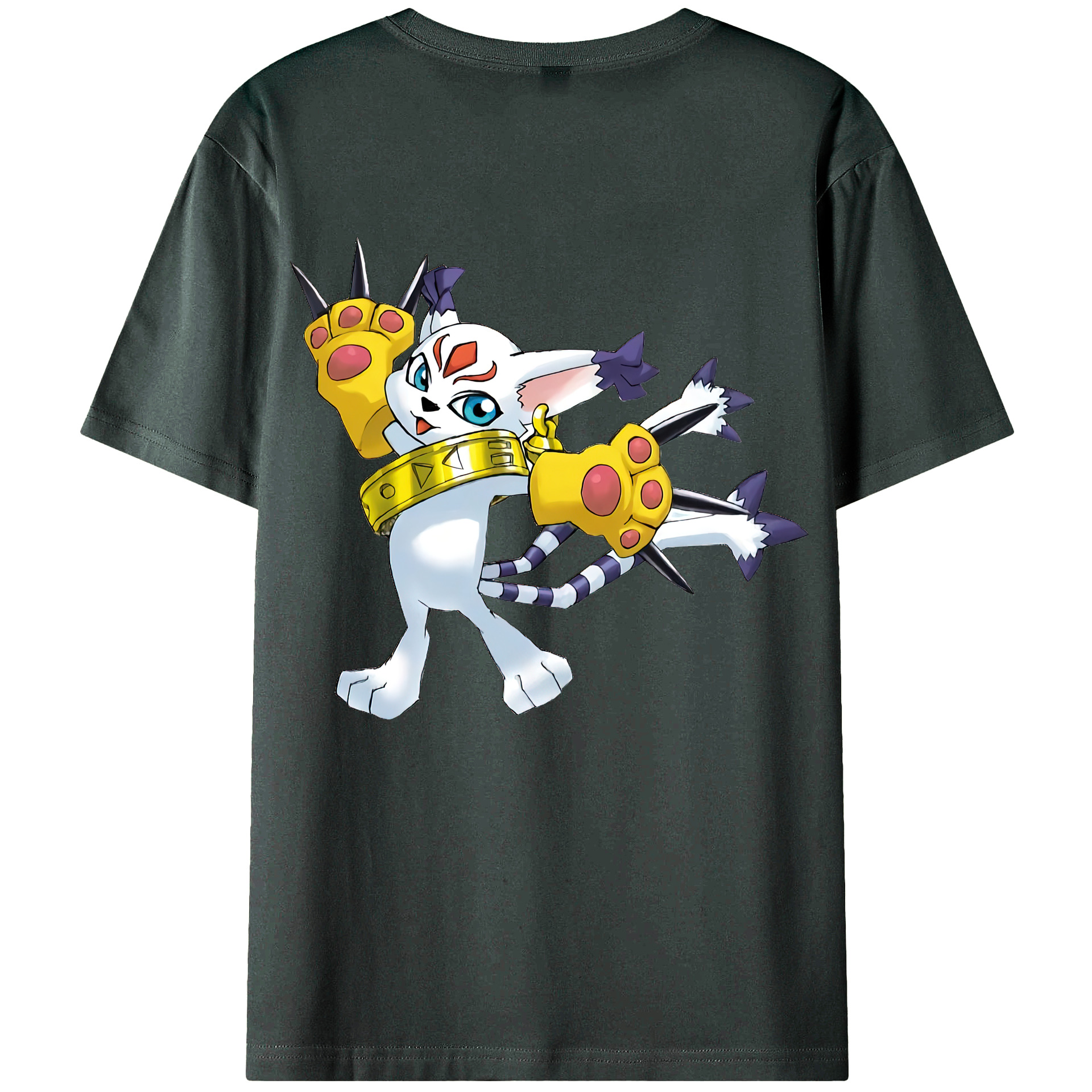 （画像用） Digimon デジタルモンスター/デジモン 綿100％ メンズ半袖Tシャツ（バックプリント） 通気性